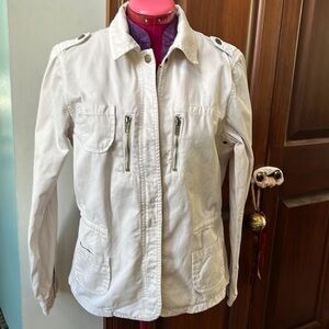 Caribbean Joe Denim jacket  in cream, 100% cotton  three season jacket  Size M